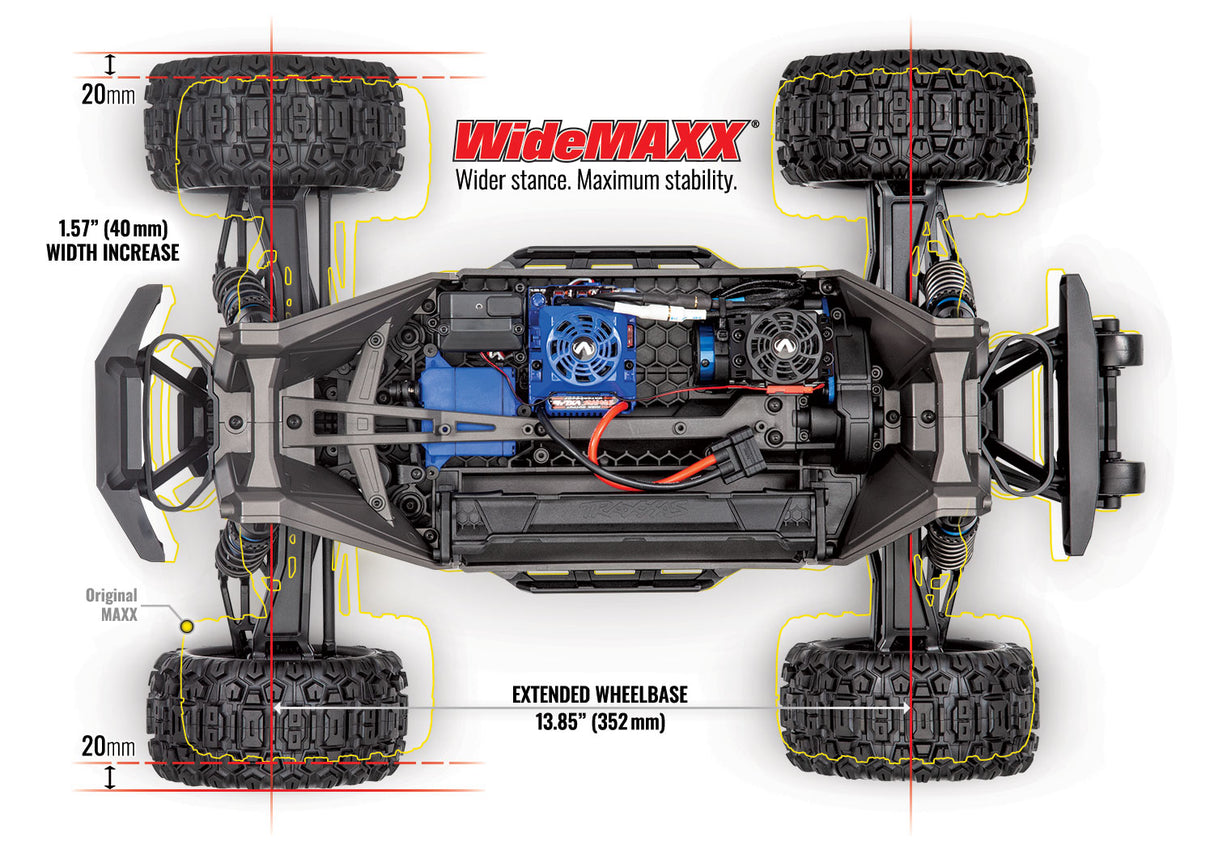 89086-4-BLUE TRAXXAS MAXX V2 EXTENDED CHASSIS