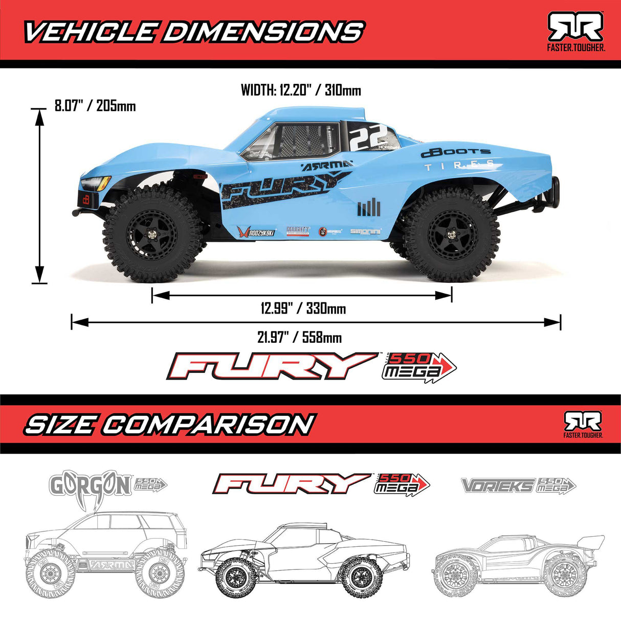 ARRMA 1/10 FURY 2WD RTR BLUE